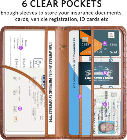 CoBak Car Registration and Insurance Holder - Vehicle Glove Box Car Organizer,Auto Truck Comparment Accessories Case with Magnetic Closure for Driver License,Cards - Colors B