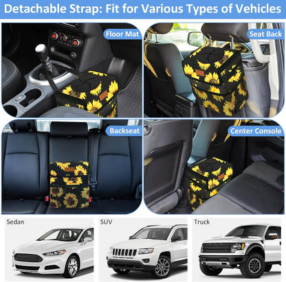 ELONGRIVER Car Trash Can Bin for Back Seat Leak Proof, Cute Car Trash Bag Hanging, Vehicle Trash Can for SUV Truck Van, Automotive Garbage Cans Front Seat Black