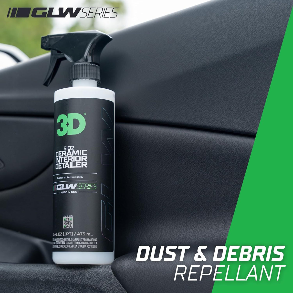 3D SiO2 Interior Detailer, GLW Series | Ultimate Deep Cleaning | Ultra Ceramic Protectant |Safe on Leather, Vinyl, Plastic & More | Removes Dust, Dirt, Grease | DIY Car Detailing | 16 oz