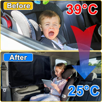 Lechin Car Window Shades for Side Window, 2 PCS, 31.5 x 20 in | For Baby, 10 M40 Magnets, Block Heats and UV Rays