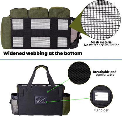 Large Cleaning Caddy Bag Built-in Sturdy Support Board, Cleaning Organizer with Detachable Divider, Cleaning Supply Tote with Adjustable Shoulder Strap&Waist Belt for Cleaners & Housekeeper