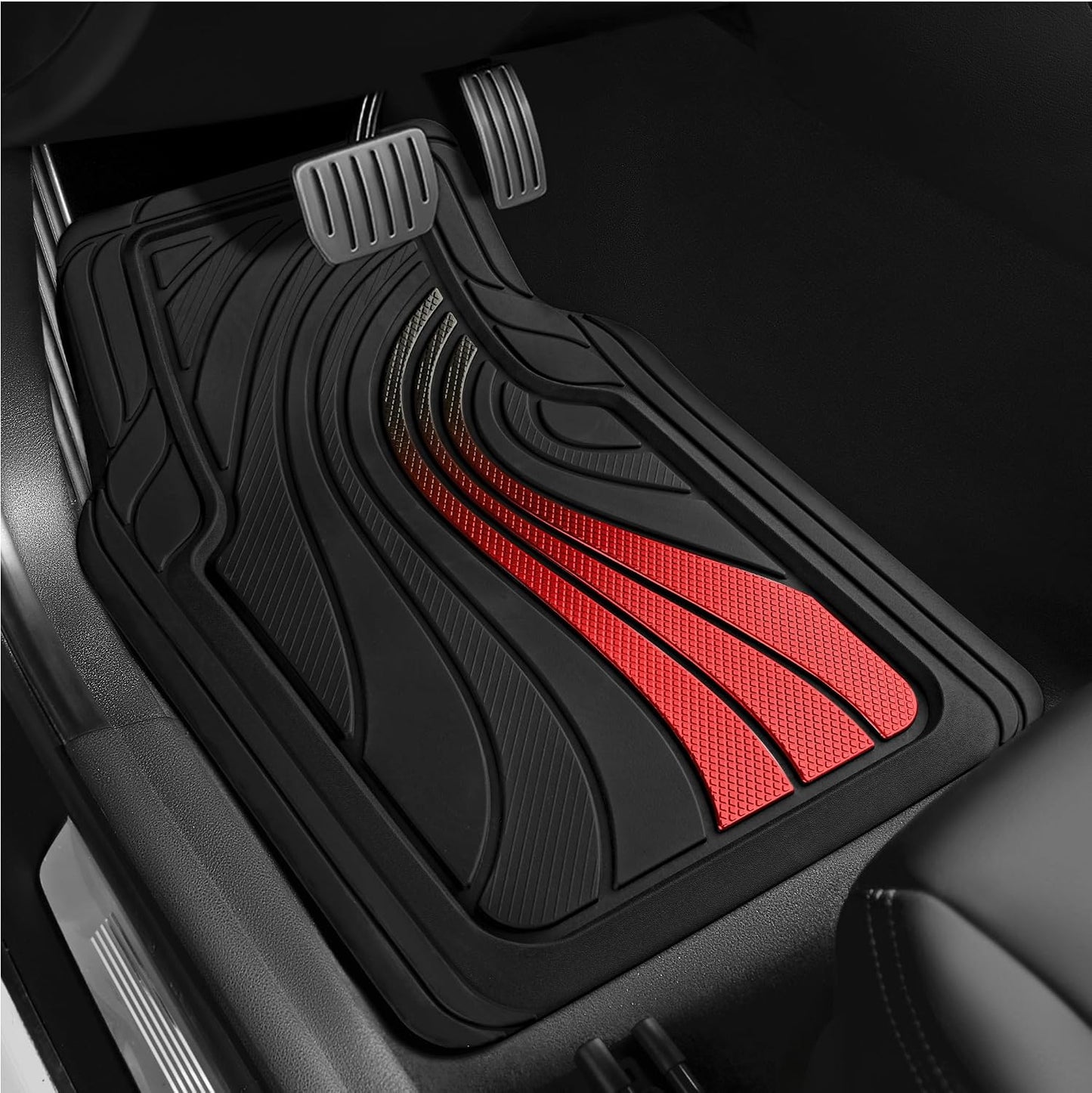 Road Comforts Car Floor Mats Full Set – Front & Rear Car Floor Mats with Aluminum Design, Anti-Slip Backing, All-Weather Protection, Trim-to-Fit Car Mats for Most Sedans, SUVs & Vans -All Pink