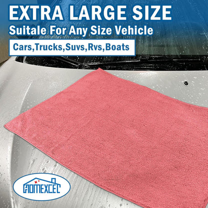 HOMEXCEL Professional Large Microfiber Car Drying Towels 2 Pack, Lint Free, Scratch Free, Highly Absorbent Drying Towel for Cars, SUVs, RVs, Trucks, and Boats,31" x 24",Grey