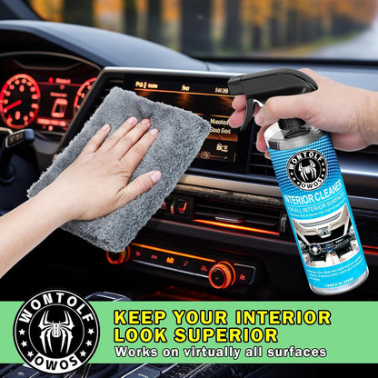 Wontolf CWK188 Car Wash Kit with Foam Gun, Car Wash Soap, Interior Detailer Cleaner, Wheel Cleaner, Car Care Cleaning Detailing Kit for Cars Trucks RVs SUVs Motorcycles (Works w/Garden Hose), 10 Items