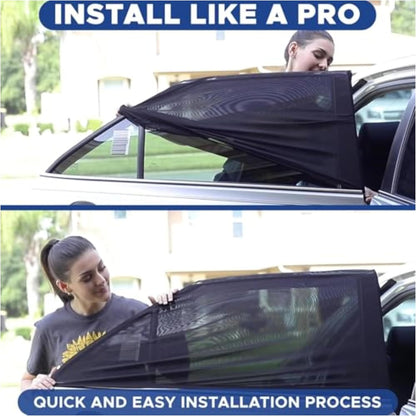 EcoNour Car Window Shades for Side Windows (Pack of 2) | Sun Shade for Car Heat and UV Protection | Adjustable Elastic Fabric Baby Car Shade | Rear Side Window Sun Shade Accessories (Large 21"x36")