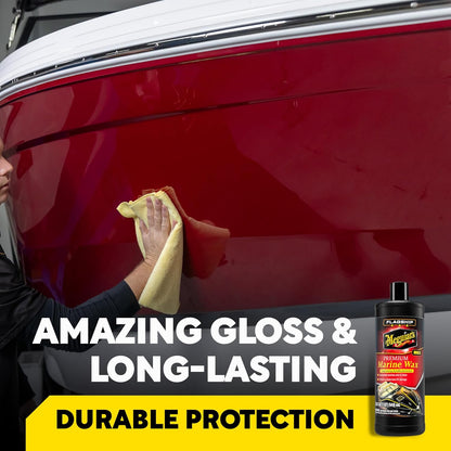 Meguiar's M6332 Flagship Premium Marine Wax, Easy to Use Boat Polish and Wax, Remove Scratches, Swirls, and Oxidation While Leaving Lasting Protection, 32 Oz Bottle