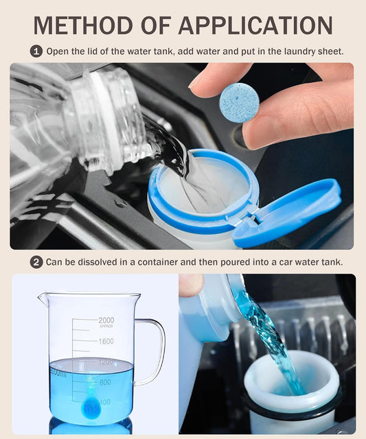 Unifizz 50PCS Windshield Washer Fluid Concentrate - Powerful Cleaning Performance, Dissolves Thoroughly - Car Accessories Wiper Fluid - Fit for Car Window Glass