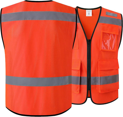 Safety Vest for Men Women Hi Vis Vest with Pockets Mesh High Visibility Vests Meets ANSI/ISEA Standards