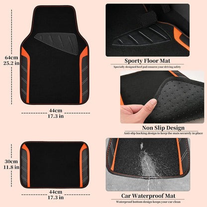 CAR PASS Air Mesh Leather Car Seat Covers Full Set, Waterproof Car Floor Mats, Sporty Steering Wheel Cover 14.5-15in, Universal Fits for 95% Cars Truck SUV (Black and Blue)
