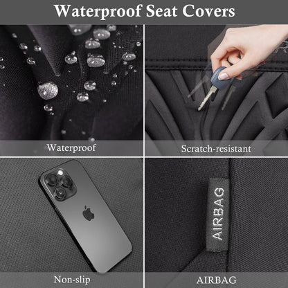 CAR PASS Car Seat Covers Full Sets, Front & Split Rear Bench for Car, 3D Tyre Embossed Automotive Interior Covers, Airbag Compatible, Quick Setup Universal Fit Seat Covers for Car, SUV(Charcoal)