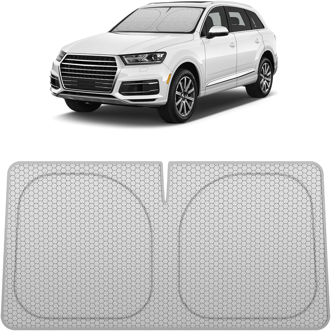 helloleiboo Graphene Car Windshield Sun Shade Car Sun Shade for Windshield with Heat Absorption Coating Foldable Design with UV Protection to Keep Your Car Interior Cooler Silver (X-Large-61 × 34 in)