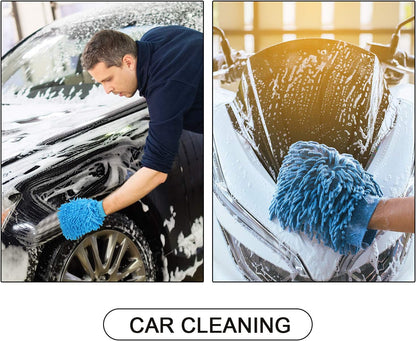 BBTO 5 Pieces Car Wash Mitts Microfiber Chenille Scratch Free Car Wash Gloves Absorbent Double Sided Drying Mitts Microfiber Swirl Free Clean Brush Truck SUV Motorcycles Home Dusting 10.24'' x 6.69''