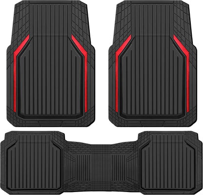 CAR PASS Heavy Duty Rubber Floor Mats for Car, Waterproof Liner Deep Dish Car Mats Full Sets, Universal Trim to Fit for SUV Truck Sedans Vans, All Weather Automotive Floor Mats 3pcs, Solid Black