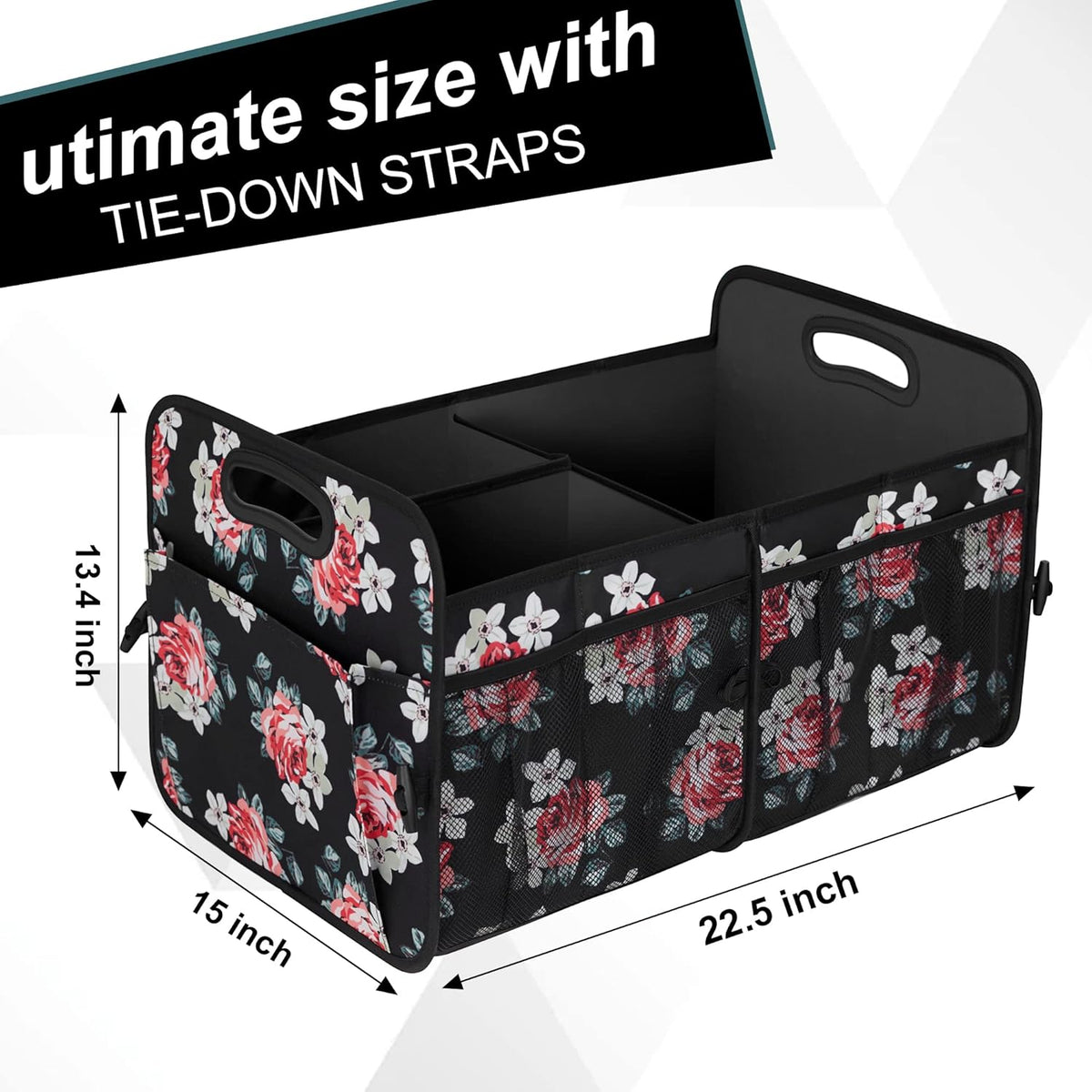 Femuar Car Trunk Organizer with Large Capacity Waterproof Car Accessories for Women & Men, Collapsible Trunk Organizer for Suv/Jeep/Sedan,Tools (Black, Standard)
