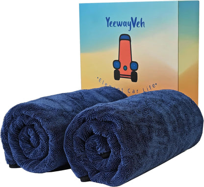 YeewayVeh 'Agile Giant' Car Drying Towel, 28x36 Inch Quick Car Wash Drying Towels, 1400 GSM Super Absorbent, Double Sided Microfiber Towels for Cars Effortless & Scratch-Free Detailing, Green