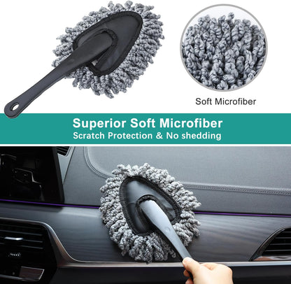2 Pack Super Soft Microfiber Duster Brush, Dusting Tool, Cleaning Brush, Car Dash Cleaner, Cleaning Tools for Car Cleaning, Home Kitchen, Computer