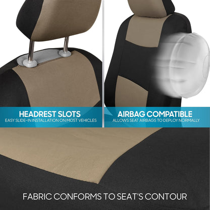 BDK PolyPro Car Seat Covers Full Set in Charcoal on Black – Front and Rear Split Bench for Cars, Easy to Install Cover Set, Accessories Auto Trucks Van SUV