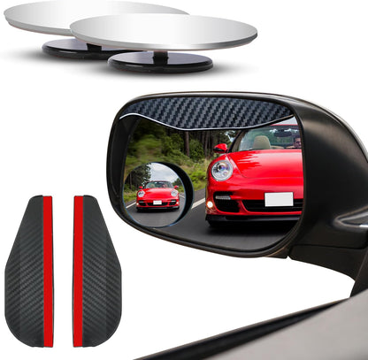 EcoNour Blind Spot Car Mirror (2 Pack) | Wide Angle for 3x Larger View | Universal Car Rear View Mirror with Rain Guard | Side Blind Spot with Adjustable Stick for Cars, SUVs, and Trucks