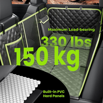 Dog Car Seat Cover for Back Seat, Waterproof Leather Fabric Back Seat Extender for dogs 52.4 * 24.4in, Foldable in The Car, Hard PVC Panels Bottom Support to 330 lbs, for Cars/Mid-Size SUV/Small Truck