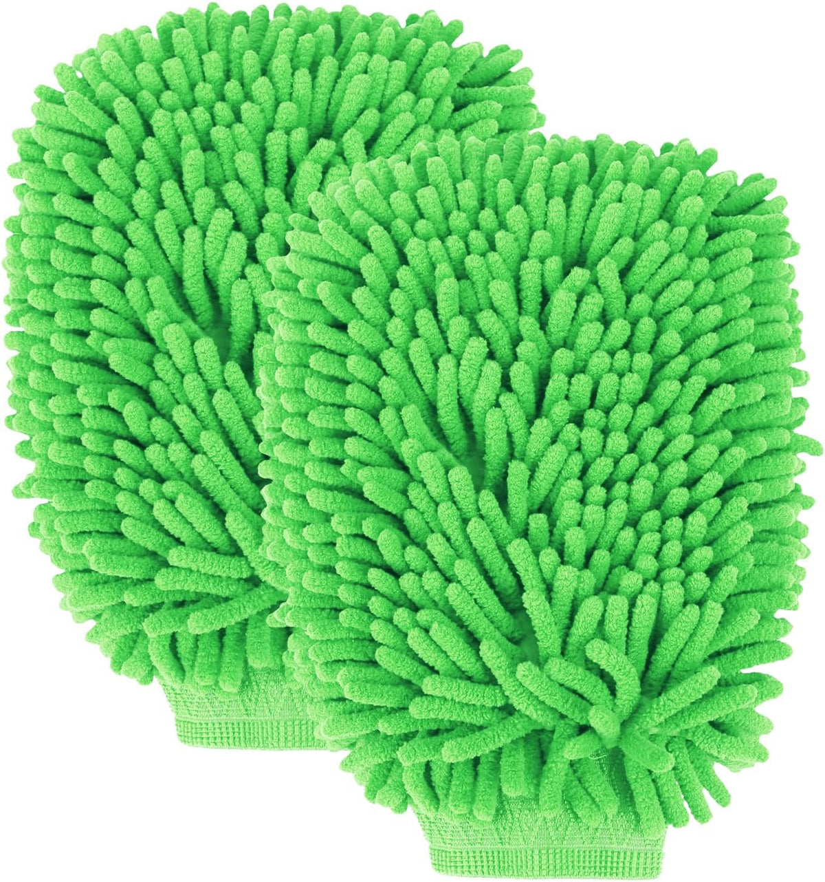 wuyaoyao 2PCS Car Wash Mitt, 10.14"×7.12" Chenille Microfiber Car Wash Mitts, Scratch-Free & Lint-Free, Absorbent Double Sided Clean Glove for Cars Cleaning, Auto Cleaning Supplies (Orange)
