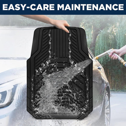 PIC AUTO Heavy Duty Rubber Floor Mats, Purple Aluminum Film Car Mats Set, Front and Rear Car Mats with Anti-Slip Backing, All Weather Protection, Trim-to-Fit for Automotive SUV, Sedan, Van
