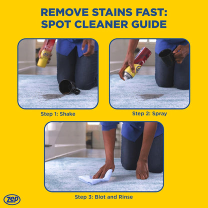 Zep Instant Carpet & Upholstery Spot Remover 19 oz (2 Units) and a Blue Microfiber Rag ECBD027-2-Pack Powerful Stain Remover for Carpet, Rugs, and Upholstery Paired with a Reusable Cloth