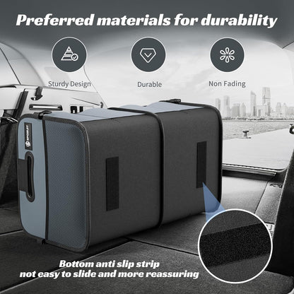 Sposuit Trunk Organizer for Car - 70L Collapsible Car Storage with 11 Pockets & Reinforced Handles, SUV Trunk Organizers for Grocery Cargo(Black)