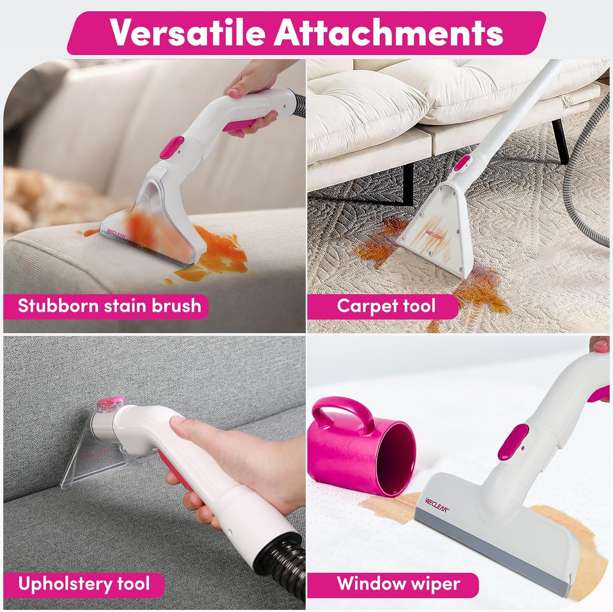 WECLEAN C1 Portable Extractor for Couch and Carpet Cleaner Upholstery Cleaner with Deep Cleaning Solution