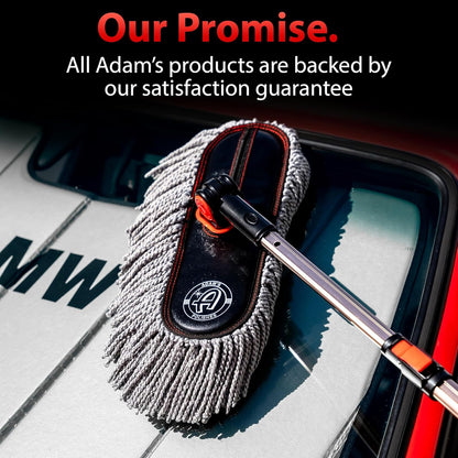 Adam's Polishes Microfiber Duster – Exterior Soft Premium Large Car Duster Kit Extendable Handle with Long Pole, Safe On Paint & Removes Dust, Pollen, Dirt, Cotton, Hair & More