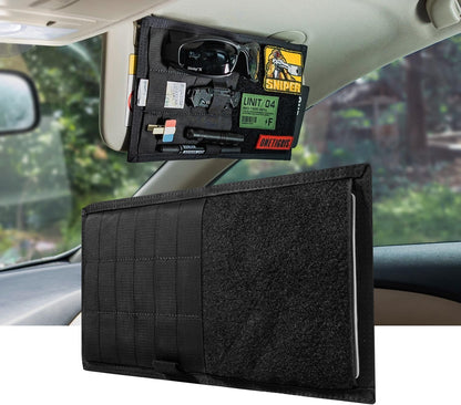 ONETIGRIS Molle Visor Panel Organizer, Tactical Car Sun Visor Organizer Molle Patch Panel Vehicle Visor Storage Holder Pouch, Molle Webbing with Hook-and-Loop Straps for Cars, Trucks, Suvs etc.