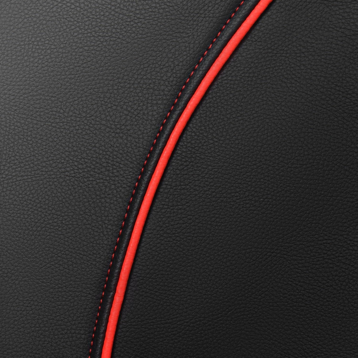 CAR PASS Universal FIT Piping Leather Two Front Seat Covers, Waterproof Faux Leather for SUV Sedan Van Truck, Airbag Compatible,Reserved Opening Holes for Headrest Covers. (Black red)