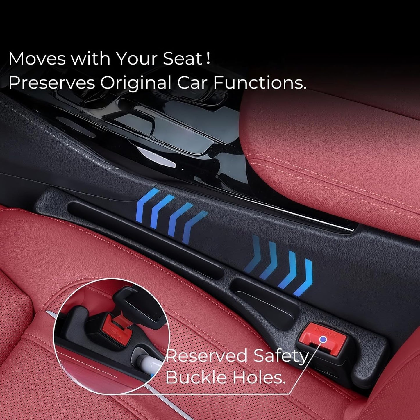 EnzeroTools Car Seat Gap Filler, 2-Pack No-Drop Seat Side Gap Seam Filler Organizer with Phone Holder, Universal Fit Fill The Gap Between Seat & Console, Perfect for Car, SUV, Truck