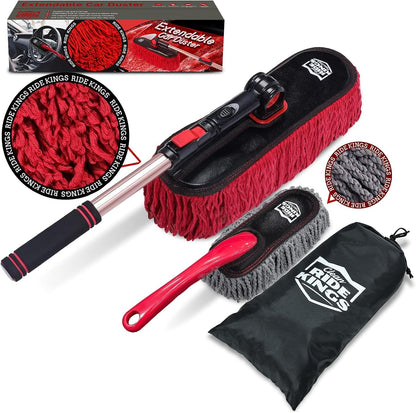 Car Duster Exterior Scratch Free,Car Dusters Extendable Handle Cleaning Exterior,Detailing Brush Kit for Truck,SUV,Caravan,Motorcycle,Wax Cotton Fabric,Waterless Wash Equipment