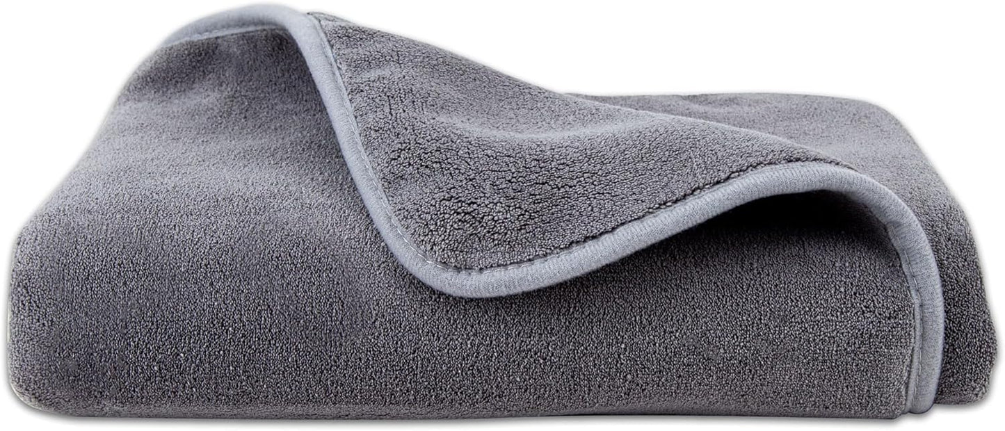 Amazon Basics Super Absorbent Microfiber Car Drying Towel, Streak-Free, Non-Abrasive, 36"L x 25"W, Gray