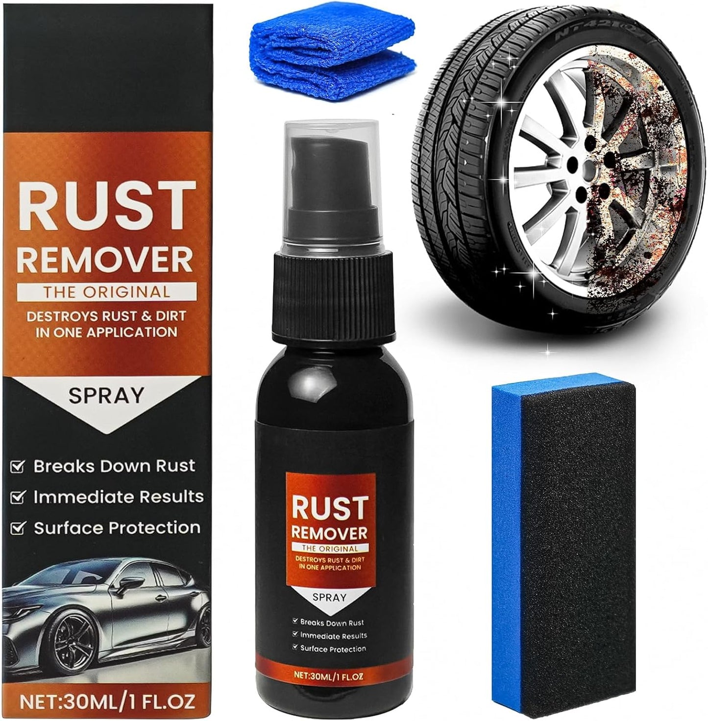 Iron Eraser - 2026 Upgrade Rust Remover Spray for Metal, Heavy Duty Metal Cleaner for Vehicles, Tools, Chains, Iron Out Rust Stain Remover, Multi-Surface Cleaner, Fast-Acting Oxidation Remover
