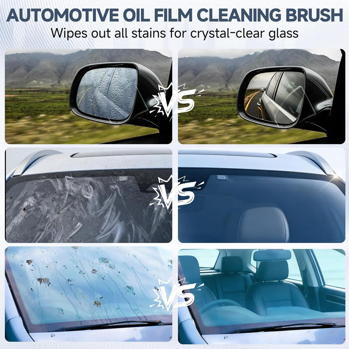 Automotive Oil Film Cleaning Brush for Car Windows Clear Vision Glass Cleaner Removes Oil Film for Crystal Clarity and Anti-Fog, Windshield Oil Film Remover Comes with Microfiber Towel for Car (Red)