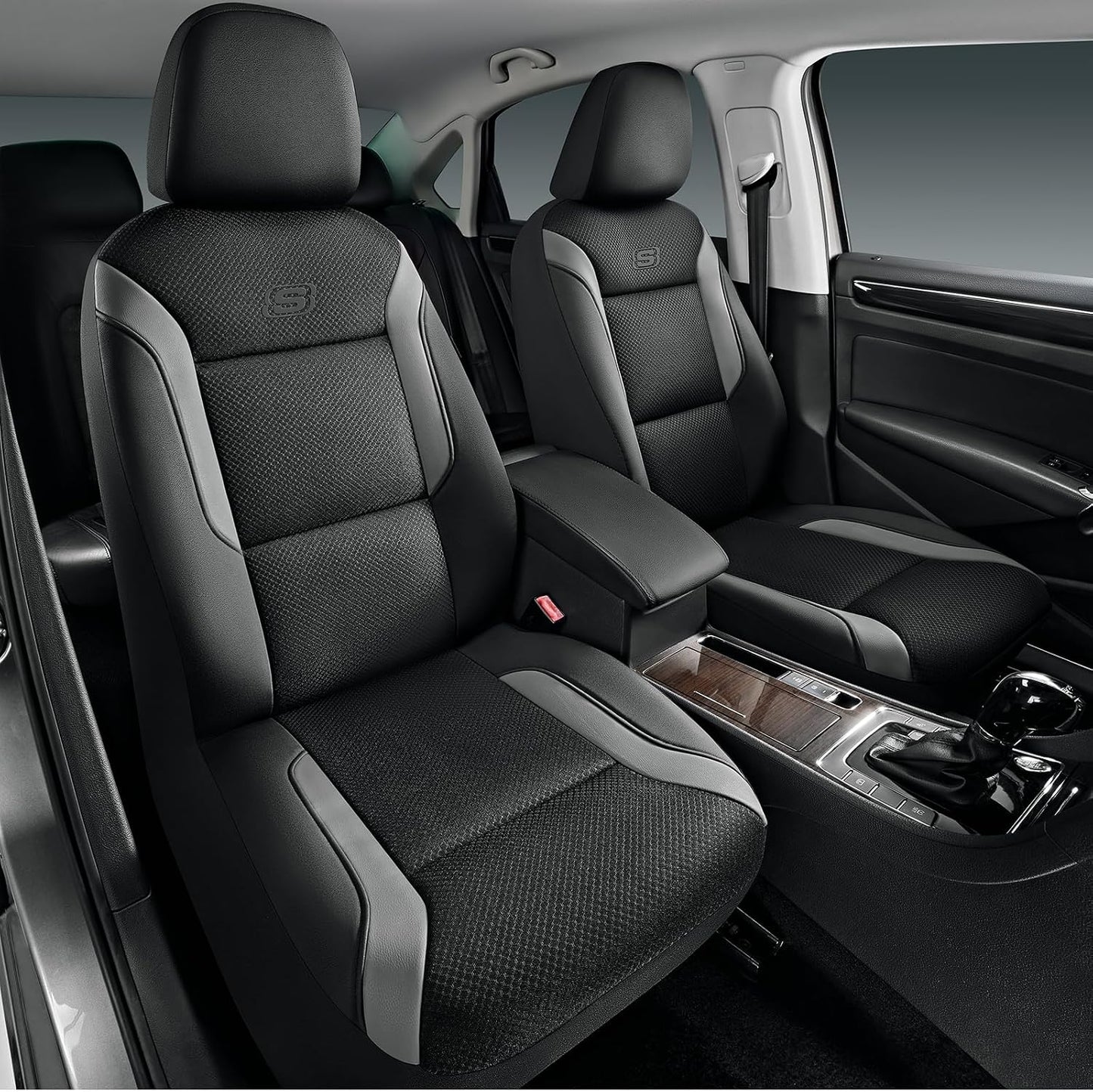 Skechers Memory Foam Seat Covers, Air Cool Mesh Thick Car Seat Covers, Car Seat Covers Front Seats Airbag Compatible, Universal Automotive Comfort for Most Cars, Vans, Trucks, SUV,Black