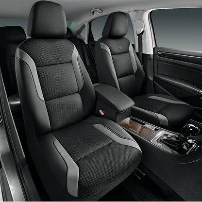 Skechers Memory Foam Seat Covers, Air Cool Mesh Thick Car Seat Covers, Car Seat Covers Front Seats Airbag Compatible, Universal Automotive Comfort for Most Cars, Vans, Trucks, SUV,Black