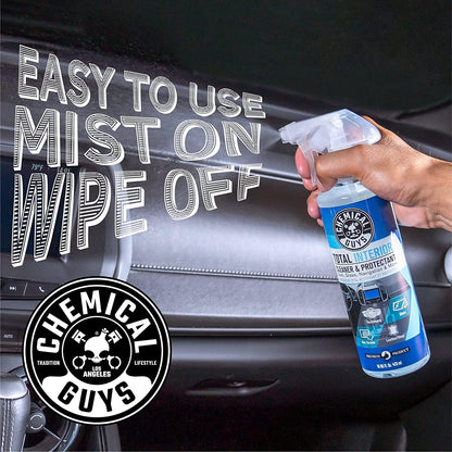 Chemical Guys Total Interior Cleaner and Protectant, 16 Fl Oz + 3 Pack of Microfiber Towels (Safe for Cars, Trucks, SUVs, Jeeps, Motorcycles, RVs & More)