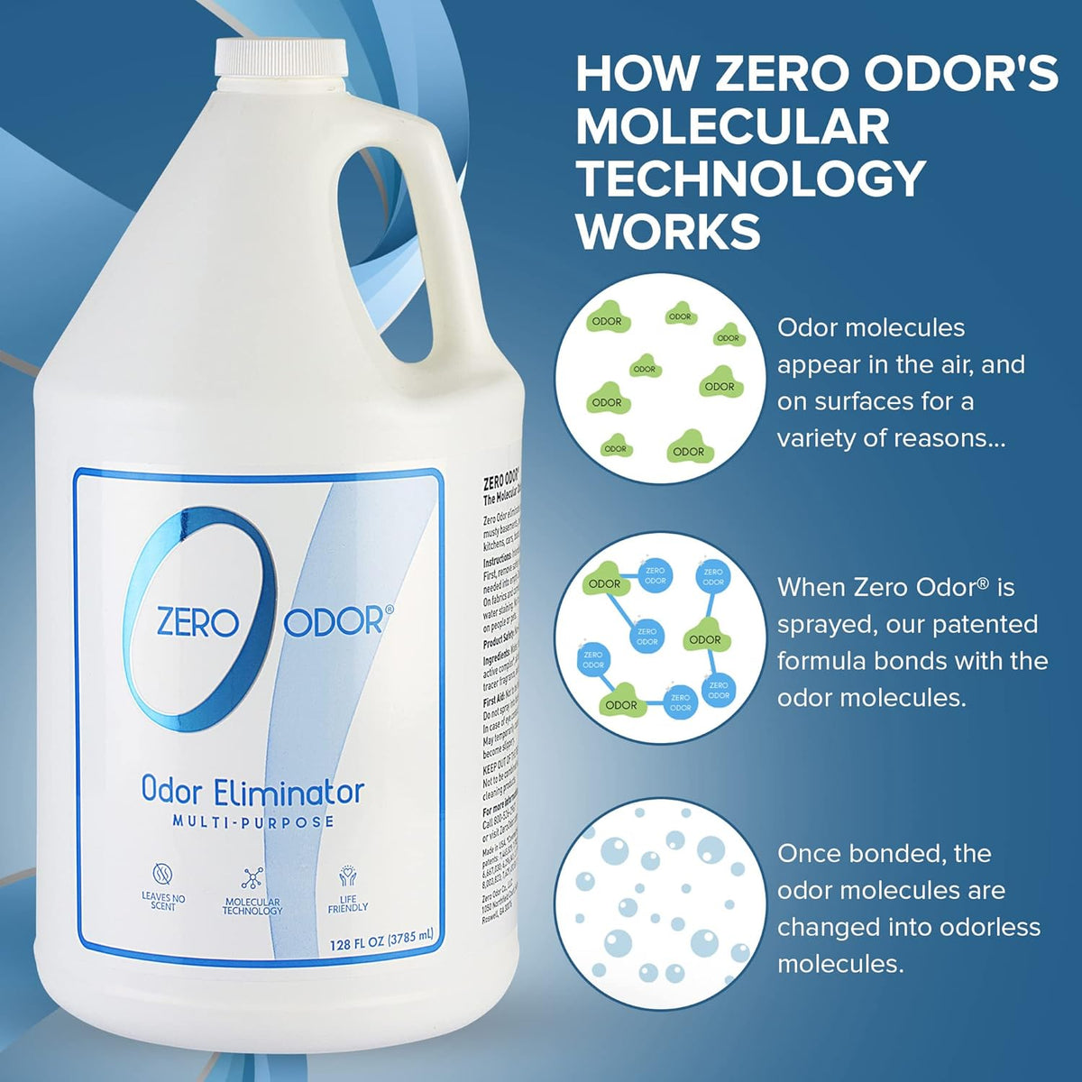 Zero Odor Multi-Purpose Odor Eliminator - Eliminate Air & Surface Odor – Patented Technology Best for Bathroom, Kitchen, Fabric, Closet- Smell Great Again, 8oz (Over 1000 Sprays)