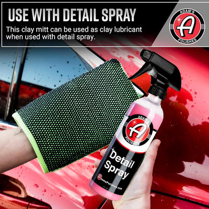 Adam's Clay Mitt Combo - Detail Spray Clay Lubricant for Medium Grade Clay for Car Detailing - Glove Quickly Removes Debris from Your Paint, Glass, Wheels, & More