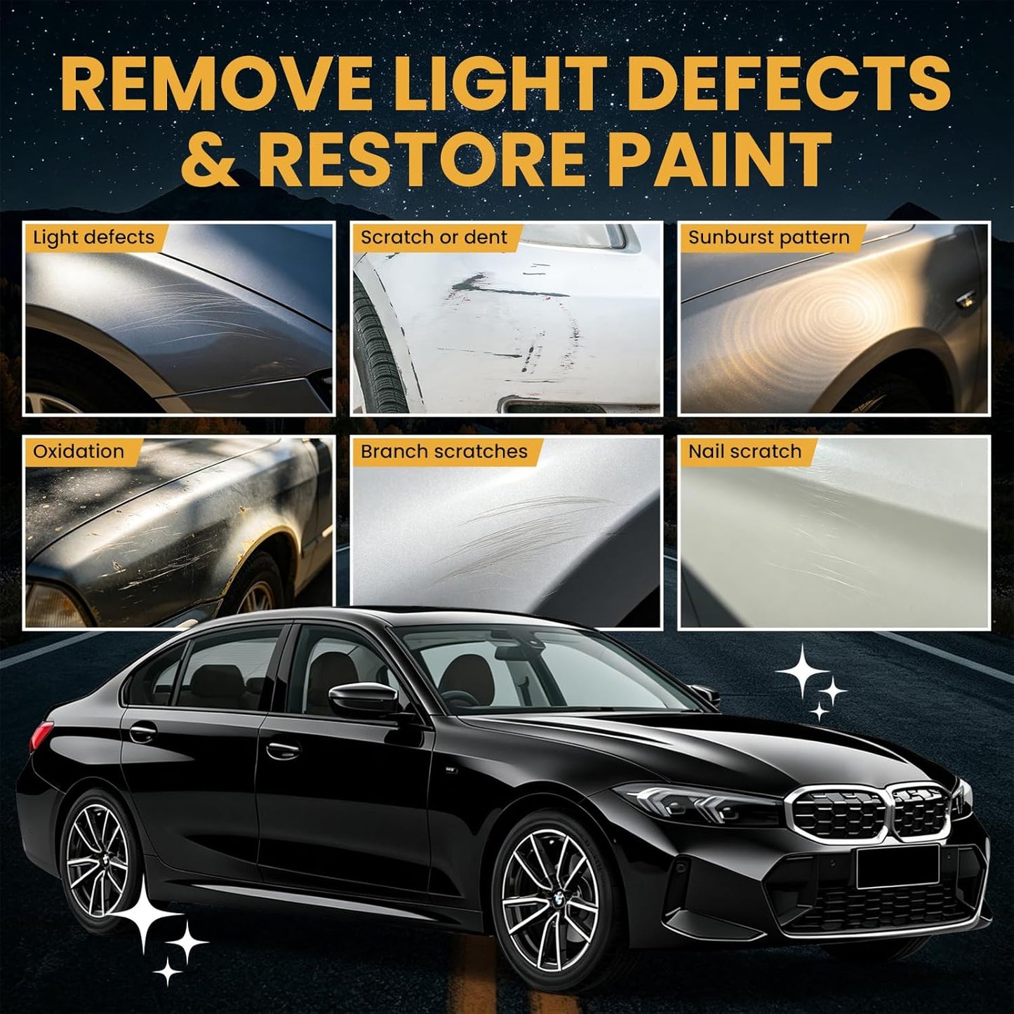Car Scratch Remover & Polishing Kit – DIY Friendly, Repairs Light Scratches, Restores Shine & Protects Clear Coat, Save on Body Shop, Includes Sponges & Towels (100mL)
