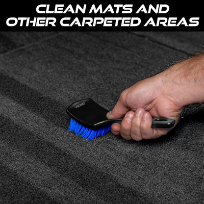 Viking Carpet Cleaning and Scrub Brush for Floor Mats, Cleaning Brush for Car Interior and Home, Black and Blue, 8.3 inch x 2.5 Inch