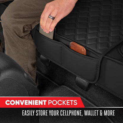 Motor Trend Seat Covers for Cars Trucks SUV, Faux Leather 2-Pack Black Padded with Storage Pockets, Premium Interior Car Seat Cover