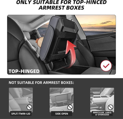 5 in 1 Car Center Console Cover, Armrest Pad with 2 Storage Pockets, Cup Holder, Tissue Slot, Phone Holder, Nappa Leather Memory Foam Car Accessories for SUV Sedan Truck (Black)