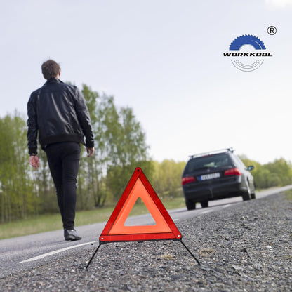 WORKKOOL Safety Triangles for Emergency Use, Road Side Triangle Reflectors, Warning Triangle with Case for Vehicles Breakdown(3 Packs)