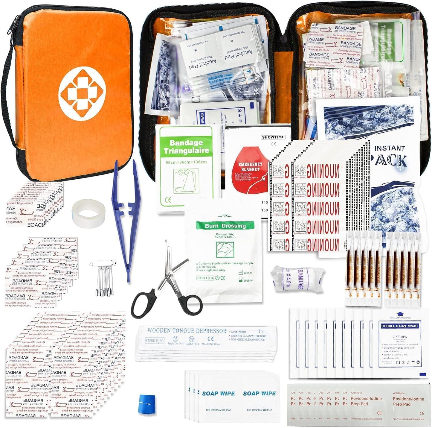 Travel-First Aid-Kit Car-Home 300PCS Survival-Kit Outdoor-Adventure - Small Portable Red Emergency Essential Sets Office Hiking Camping Business Public Must Have First Aid Gear Equipment 1st Aid