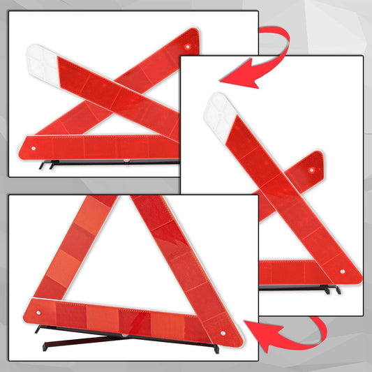 CARTMAN 3 Pack Warning Triangle Reflective Warning Road Safety Triangle Kit with Reinforced Cross Base and Carrying Case