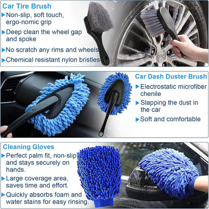 26PCS Car Detailing Kit, Car Detailing Brush Set, Car Cleaning Kit, Auto Detailing Tools for Interior Exterior Wheels, Professional Car Wash Accessories with Windshield Cleaning Tool and Storage Bag