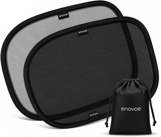 Enovoe Car Window Shades for Baby (4 Pack) - 21"x14" - Sun Shade Blocker, Cling - Glare Shield and UV Rays Protection for Your Child - Side Windows Screens for SUV- Mesh Window Shades for Car Baby